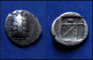 Aigina (aegina),  Attica.  Ar Drachm C.  400 Bc.  Tortoise.  Pellets In Incuse Square photo