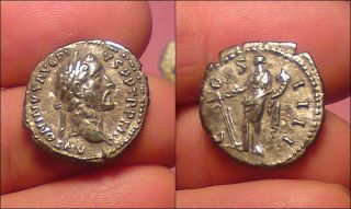 Roman Coin Of Antoninus Pius - Silver Denarius photo