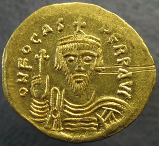 Byzantine Gold Au Solidus - Phocas,  602 - 610 A.  D. photo