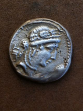 Ancient Old Roman Silver Denarius Julius Caesar Coin photo