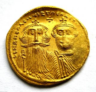 610 - 641 A.  D Byzantine Empire Heraclius I Au Gold Solidus Coin.  Constantinople photo