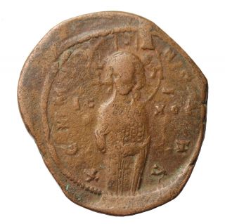 Michael Iv 1034 - 1041 Ad Anonymous Ae Follis Jesus Christ Ancient Byzantine Coin photo