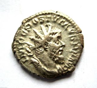 260 A.  D British Found Emperor Postumus Roman Period Silver Antoninus Coin.  Vf photo