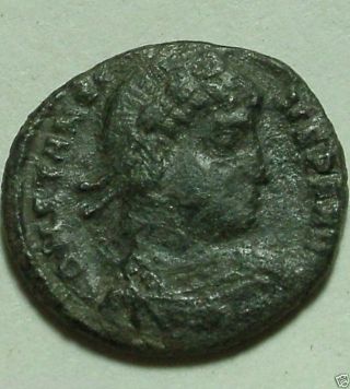 Constantius Ancient Roman Coin Legion Soldiers Standard Thessalonica photo