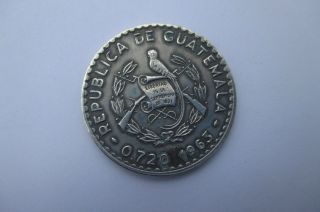 Guatemala 1963 Fine 50 Centavos Silver Coin 12 Grams Of.  720 Silver photo