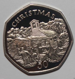 Gibraltar 50 Pence 1996 Christmas Snowball Prooflike photo