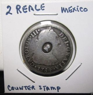 1784 Silver 2 Reale Mexico With Counterstamp photo