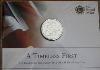2013.  999 Silver - 2 0 Pound Uk Coin - George & Dragon - Timeless First photo