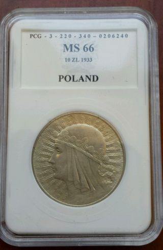 Poland 1933 10 Złotych Jadwiga Silver Polish Coin photo