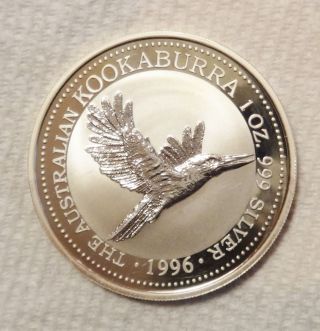1996 Australia Kookaburra 1 Dollar Bullion Coin.  999 Troy Oz.  Silver photo
