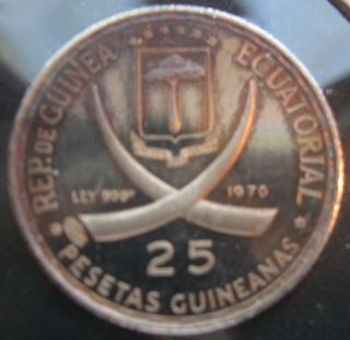 Rare Africa Equatorial Guinea Gem Proof 1970 25 Pesetas Un 2,  475 Mintage photo