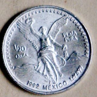 1992 1/20 Troy Oz.  - Mexico Libertad Bullion.  999 Silver Brilliant Uncirc. photo
