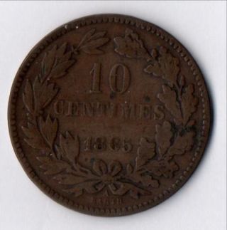 Luxembourg,  Circulated 10 Centimes,  1865a photo