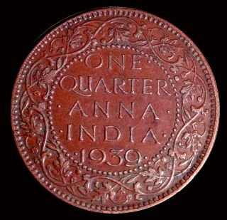 India - British,  Quarter Anna 1939 Bronze Coin (george Vi),  Kn57 photo