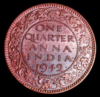 India - British,  Quarter Anna 1942 Bronze Coin (george Vi),  Sg1 photo