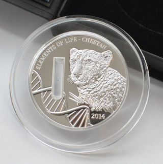 Cheetah - Elements Of Life Dna Coin 2014 Rep.  Of Congo Ag photo