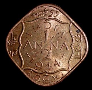 India - British,  Half Anna 1944 Unc Coin (george Vi) Ma57 photo