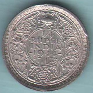British India - 1944 - 1/4 Rupee - Kg Vi - Bombay - Rare Silver Coin Z - 13 photo
