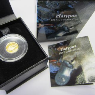 2014 Royal Australian 1/2 Gram Proof Gold $2 Platypus Coin photo