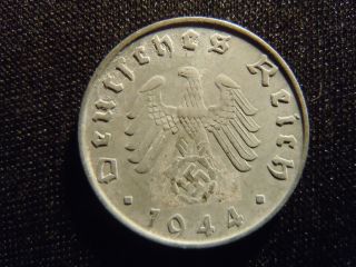 1944 - German - Ww2 - 10 - Reichspfennig - Germany - Nazi Coin - Swastika - World - Ab - 552 - Cent photo