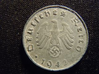 1942 - German - Ww2 - 10 - Reichspfennig - Germany - Nazi Coin - Swastika - World - Ab - 322 - Cent photo