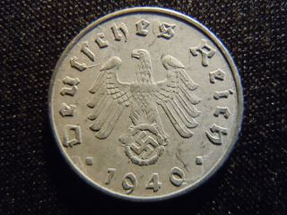 1940 - E - German - Ww2 - 5 - Reichspfennig - Germany - Nazi Coin - Swastika - World - Ab - 2352 - Cent photo