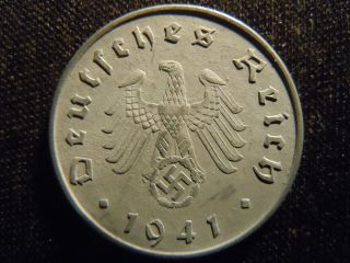 1941 - A - German - Ww2 - 10 - Reichspfennig - Germany - Nazi Coin - Swastika - World - Ab - 2858 - Cent photo