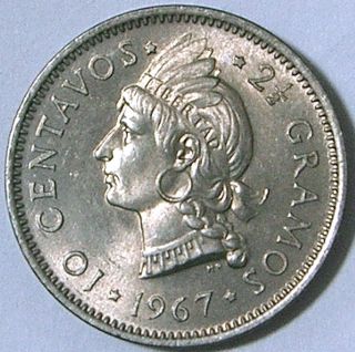 Dominican Republic 1967 10 Centavos - - - Sharp - - - photo
