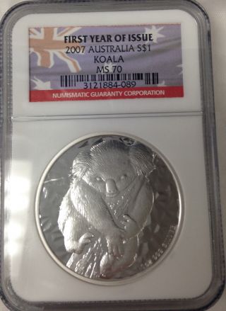 2007 Australia Koala First Year Of Issue S$1 Ms 70 Ngc Certified photo