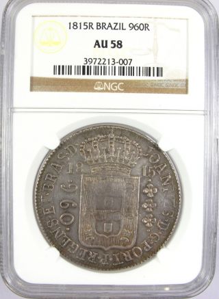 1815r Brazil 960 Reis Au58 Ngc Certified 8 Reales Still Visible photo