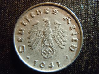 1941 - D - German - Ww2 - 10 - Reichspfennig - Germany - Nazi Coin - Swastika - World - Ab - 2988 - Cent photo