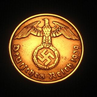 Nazi Germany Third Reich 1939 A 2 Reichspfennig Coin Km 90 Wwii Swastika Hitler photo