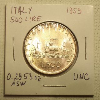 Italy 500 Lira Silver Coin photo