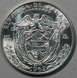 1962 Bu Panama 90 Silver 1/4 Balboa Coin (silver Quarter Coin) photo
