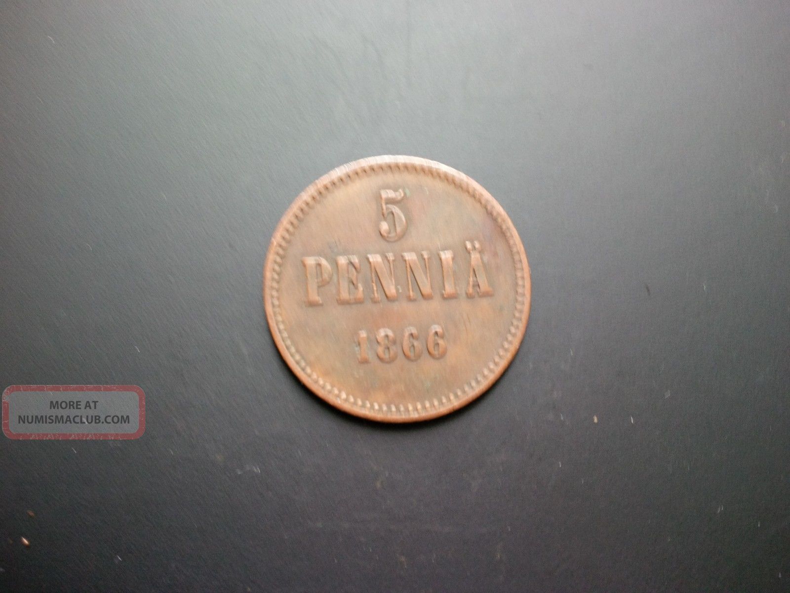 Russian Empire Finland 5 Pennia Alexander Ii 1866 Copper Coin