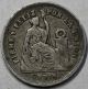 1866 Peru Silver 1 Dinero (10 Centavos) Seated Liberty Coin South America photo 1