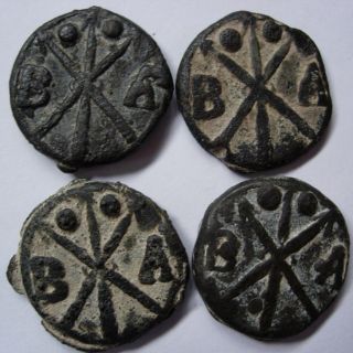 1500 ' S Malacca Portuguese Ba Tin Coin X4pcs Bb001 photo