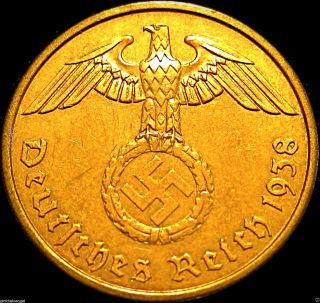 Germany - German 1938a Rare Third Reich 2 Reichspfennig Coin - World War 2 Coin photo