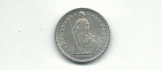 Switzerland 1928 B 1 Franc Silver Coin photo