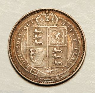 Great Britain Silver Shilling 1888 (toning) photo