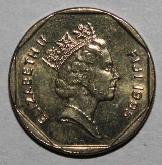 Fijian One Dollar Coin 1995 - $1 - Elizabeth Ii 3rd Portrait - Km 73 - Fiji photo