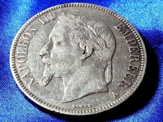 1867 France 5 Francs Silver Coin 25 Gram Napoleon Rare Coin photo