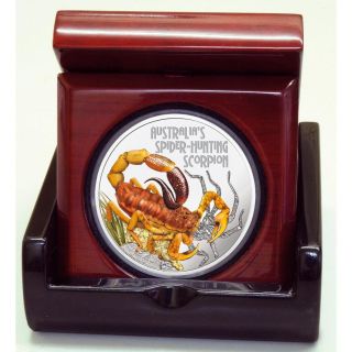 Deadly And Dangerous Scorpion 1 Ounce Silver Coin 999 Perth Tuvalu 5000 photo