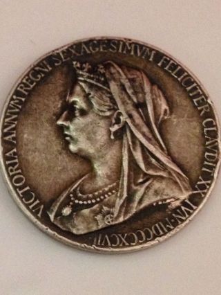 Circulated Silver Queen Victoria ' S Diamond Jubilee,  1897 Coin photo
