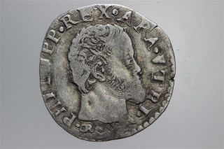 Italy,  Naples.  Philip Ii,  1556 - 1598 - - Rare Carlino - - Silver photo