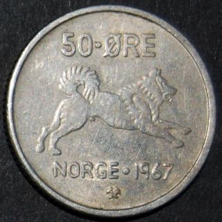 Norway (1967) Fifty Ore (km 408) Copper - Nickel 22 Mm (50 Ore) photo