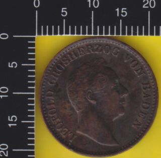 Germany German States Baden 1 Kreuzer 1844 Copper Coin Km - 216 Vf, photo