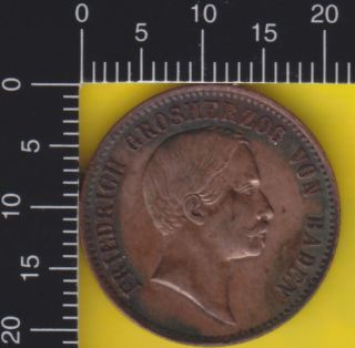 Germany German States Baden 1 Kreuzer 1857 Copper Coin Km - 238 Au photo
