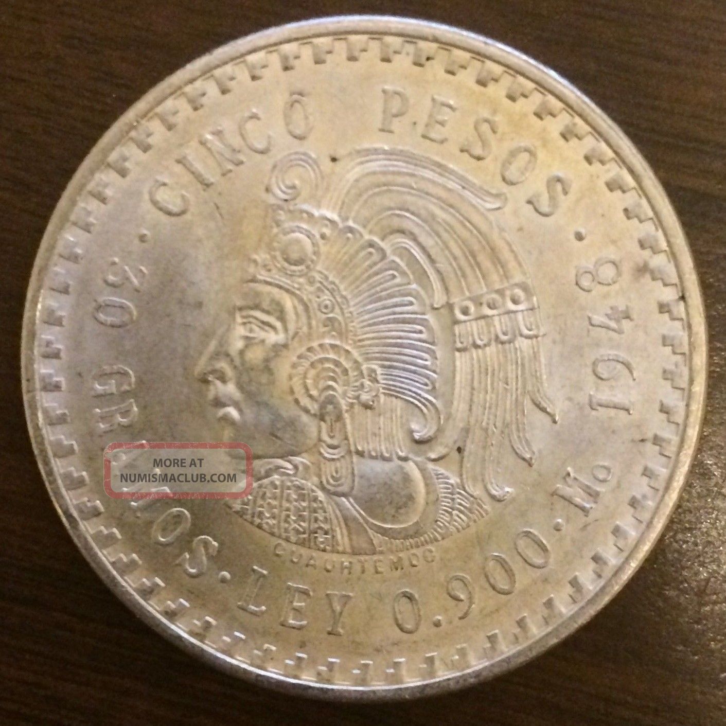 1948-mexico-cinco-peso-silver-90-silver-uncirculated