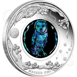 Australia 2014 1$ Masked Owl Australian Opal Series Proof Silver Coin photo